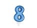 Birthday candle Number 8, blue, 7cm