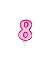 Birthday candle Number 8, pink, 7cm