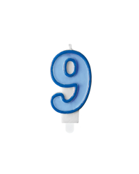 Birthday candle Number 9, blue, 7cm