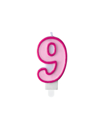 Birthday candle Number 9, pink, 7cm