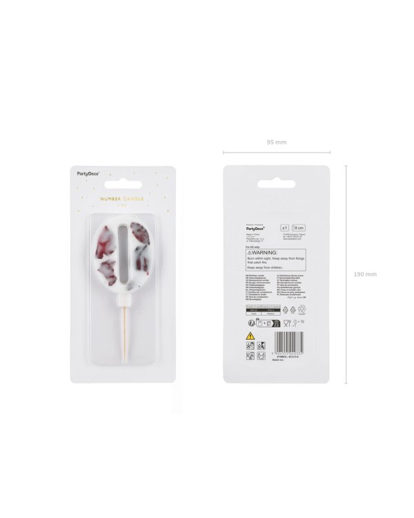 Birthday Candle Number '0', White with Flower Petals, 8 cm