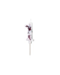 Birthday Candle Number '1', White with Flower Petals, 8 cm