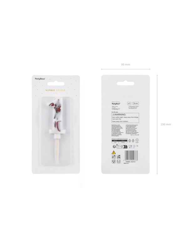Birthday Candle Number '1', White with Flower Petals, 8 cm