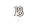 Birthday candle number 18, 5.5cm, black and white