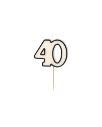 Birthday candle number 40, 5.5cm, black and white