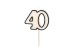 Birthday candle number 40, 5.5cm, black and white