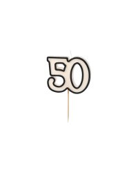 Birthday candle number 50, 5.5cm, black and white