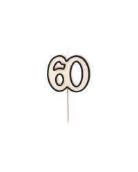 Birthday candle number 60, 5.5cm, black and white