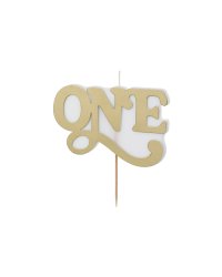 Birthday candle ONE, 3.8x6.5 cm, cold gold
