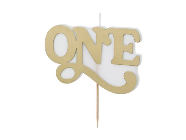 Birthday candle ONE, 3.8x6.5 cm, cold gold