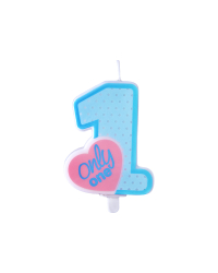 Birthday candle Only One, sky-blue, 8cm