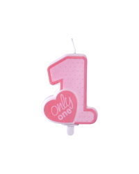 Birthday candle Only One, light pink, 8cm