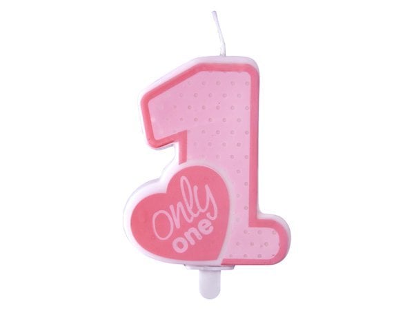 Birthday candle Only One, light pink, 8cm
