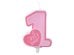 Birthday candle Only One, light pink, 8cm