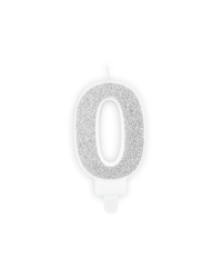 Birthday candle Number 0, silver, 7cm
