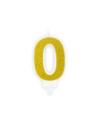 Birthday candle Number 0, gold, 7cm