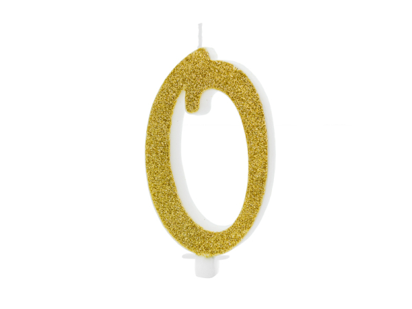 Birthday candle Number 0, gold, 10cm