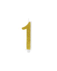 Birthday candle Number 1, gold, 10cm