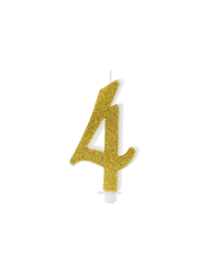 Birthday candle Number 4, gold, 10cm