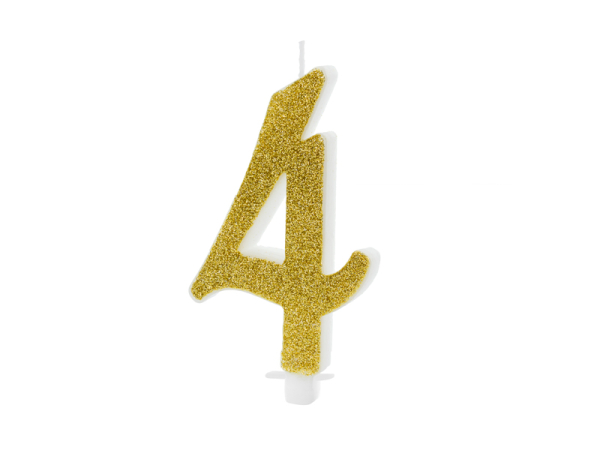 Birthday candle Number 4, gold, 10cm