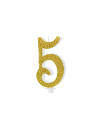 Birthday candle Number 5, gold, 10cm