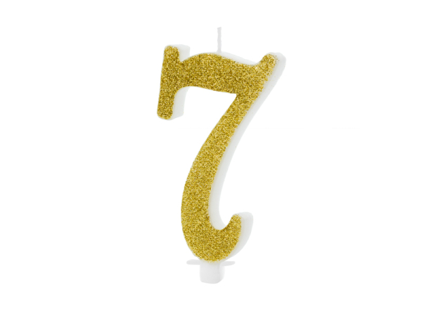 Birthday candle Number 7, gold, 10cm