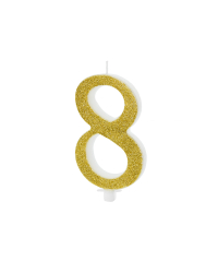 Birthday candle Number 8, gold, 10cm