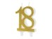 Birthday candle Number 18, gold, 7.5cm