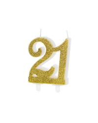 Birthday candle Number 21, gold, 7.5cm