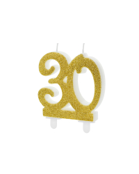 Birthday candle Number 30, gold, 7.5cm