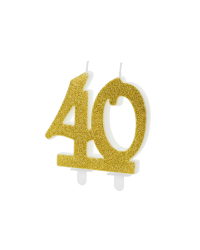 Birthday candle Number 40, gold, 7.5cm