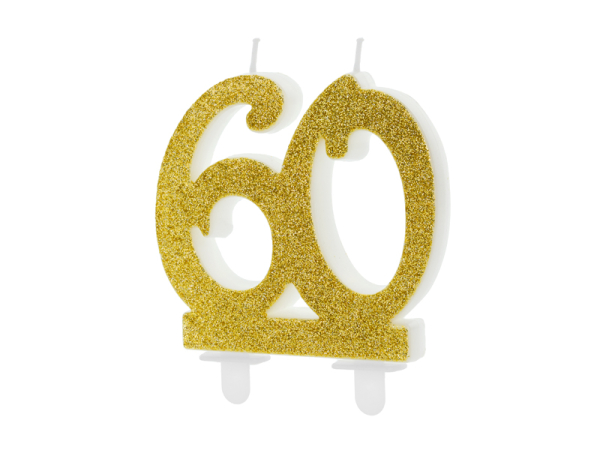 Birthday candle Number 60, gold, 7.5cm