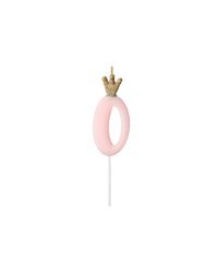 Birthday candle Number 0, light pink, 9.5cm
