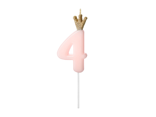 Birthday candle Number 4, light pink, 9.5cm Birthday candle Number 4, light pink, 9.5cm