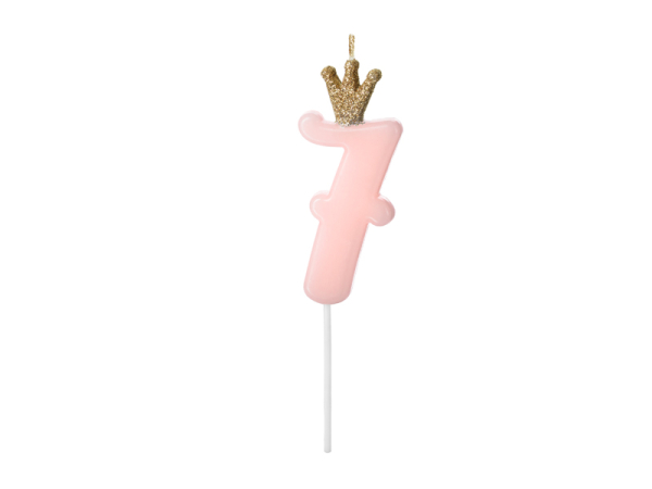 Birthday candle Number 7, light pink, 9.5cm Birthday candle Number 7, light pink, 9.5cm