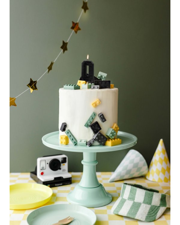 Birthday candle Number 0, 6 cm, black