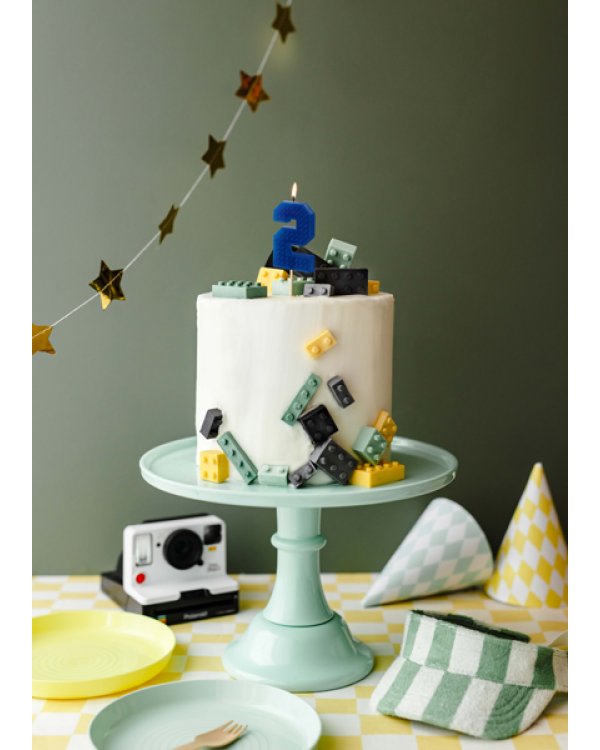 Birthday candle Number 2, 6 cm, blue