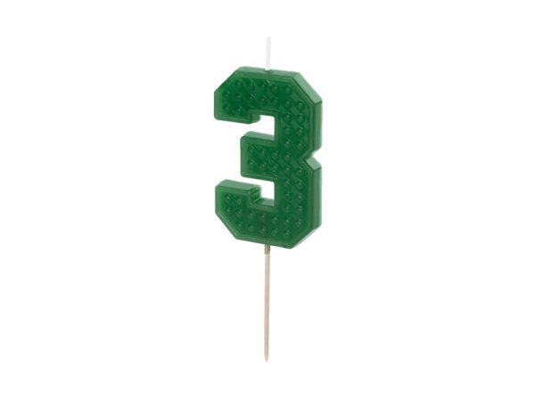 Birthday candle Number 3, 6 cm, green