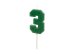 Birthday candle Number 3, 6 cm, green