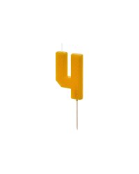Birthday candle Number 4, 6 cm, yellow