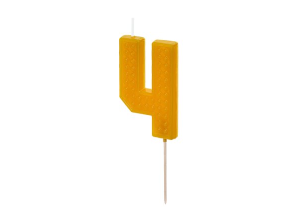 Birthday candle Number 4, 6 cm, yellow