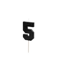 Birthday candle Number 5, 6 cm, black