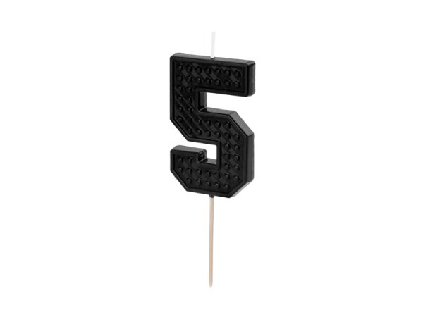 Birthday candle Number 5, 6 cm, black
