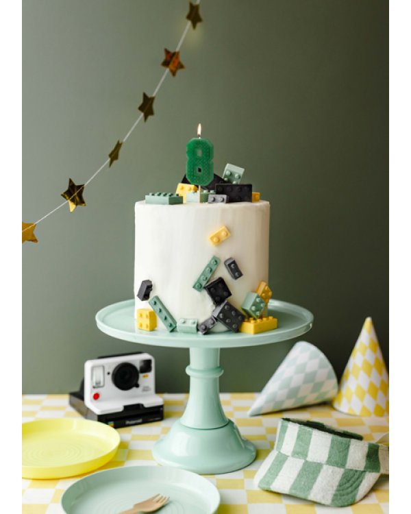 Birthday candle Number 8, 6 cm, green