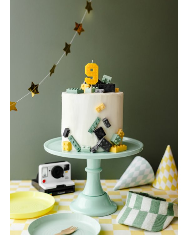 Birthday candle Number 9, 6 cm, yellow