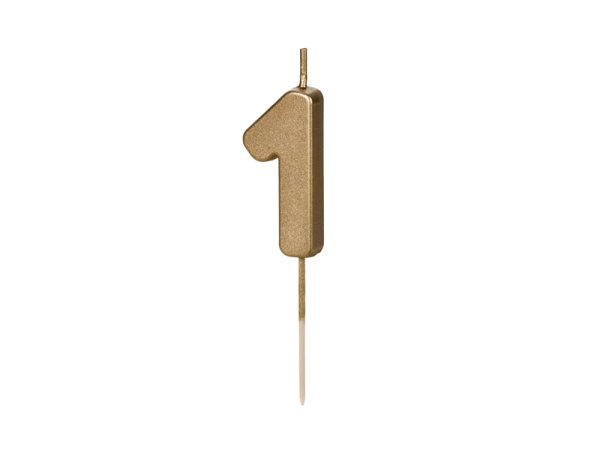 Birthday candle Number 1, 4.5 cm, złoty