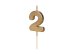 Birthday candle Number 2, 4.5 cm, złoty
