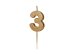 Birthday candle Number 3, 4.5 cm, złoty