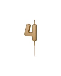 Birthday candle Number 4, 4.5 cm, złoty