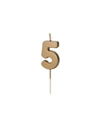 Birthday candle Number 5, 4.5 cm, złoty